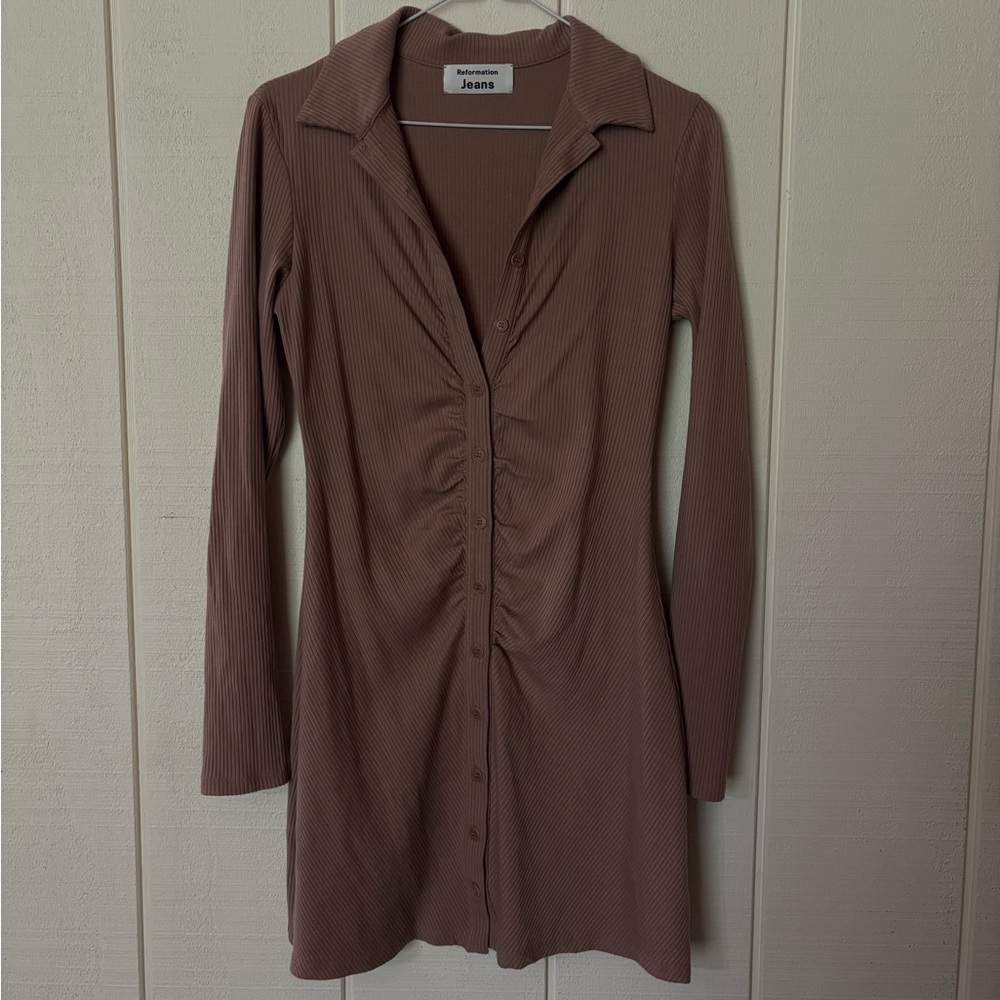 Reformation Amy Dress in Sand Size L